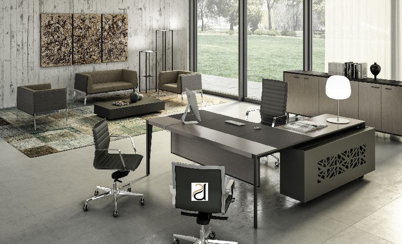 Bureau d'angle avec retour crédence design X9- Officity - 172, Gauche, Orme gris_2