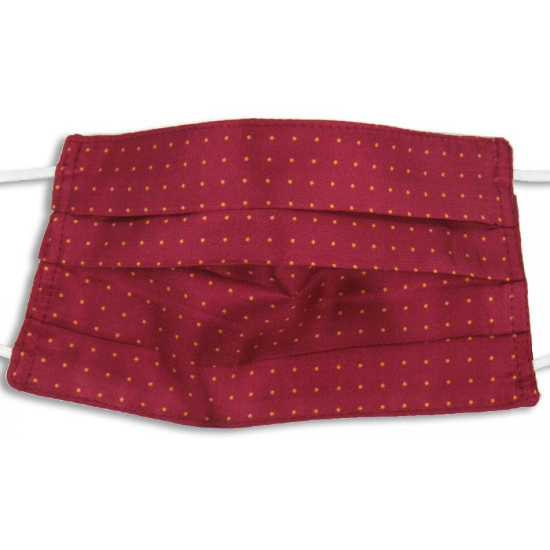Masque lavable en soie imprimée mini pois doublé coton - bordeaux - Made in France_2