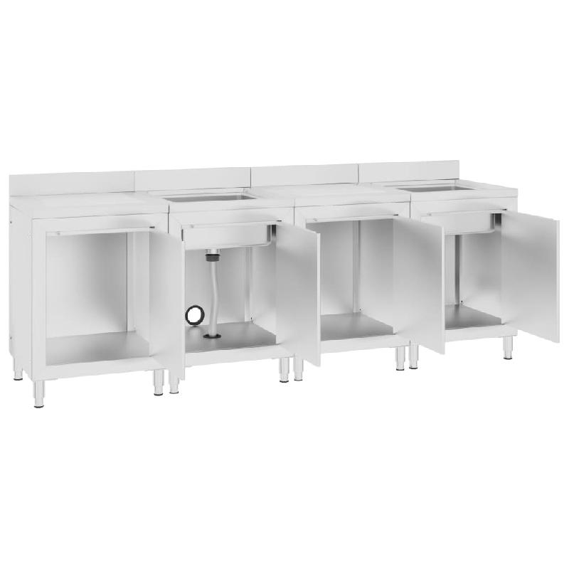 Vidaxl évier de cuisine commercial 240x60x96 cm acier inoxydable 3058272_2