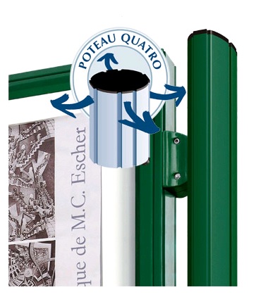 Vitrine 1000 Plexichocs sur pieds - cadre aluminium 75mm - porte battante ou levante réversible - vitrage Plexichocs 4mm_2