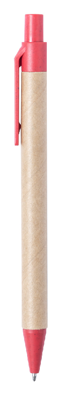 Stylo bille en papier recyclé avec attributs en plastique écologique - Couleur rouge - Encre bleue_2