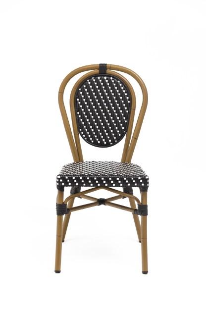 Chaise de terrasse Louvre - tressage noir et blanc - aluminium rotin - empilable et légère_2