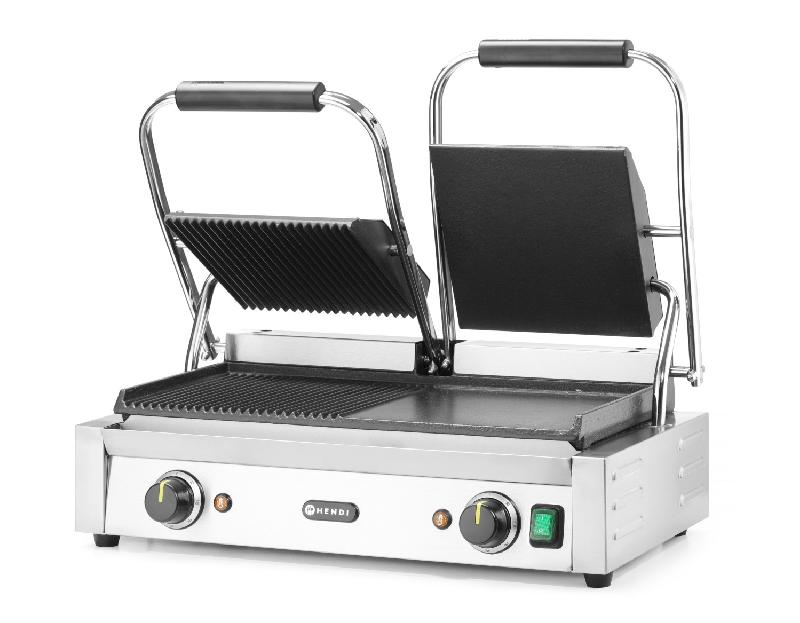 Grill de contact modèle double 1/2 rainuré 1/2 lisse inf.475x230mm HENDI_2
