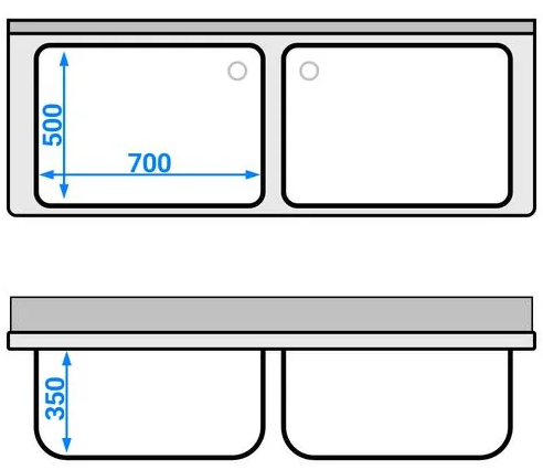 Plonge batterie 160x70cm sur meuble 2 cuves_2