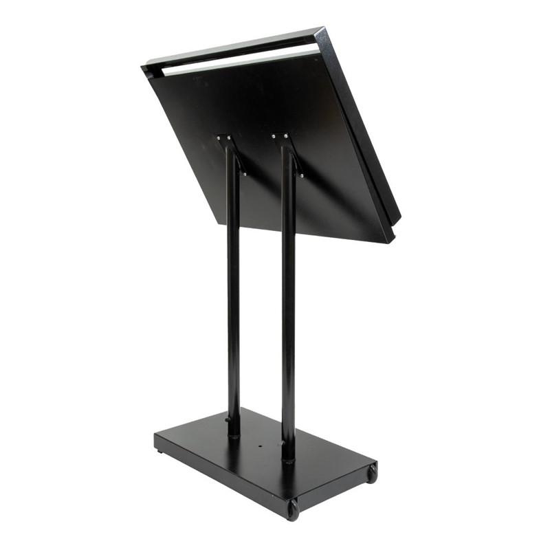 Porte-menu à LED blanches en acier noir 8xA4 avec poteau et socle | Securit - CX074_2