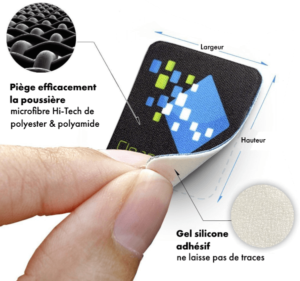 Sticker Cleaner Microfibre - Patch nettoyant personnalisable en microfibre anti-microbienne pour écrans tactiles_2