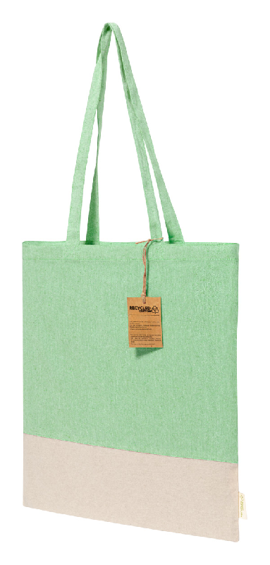 Tote bag - bicolore en coton recyclé 120 g/m² avec anses longues et étiquette distinctive_2