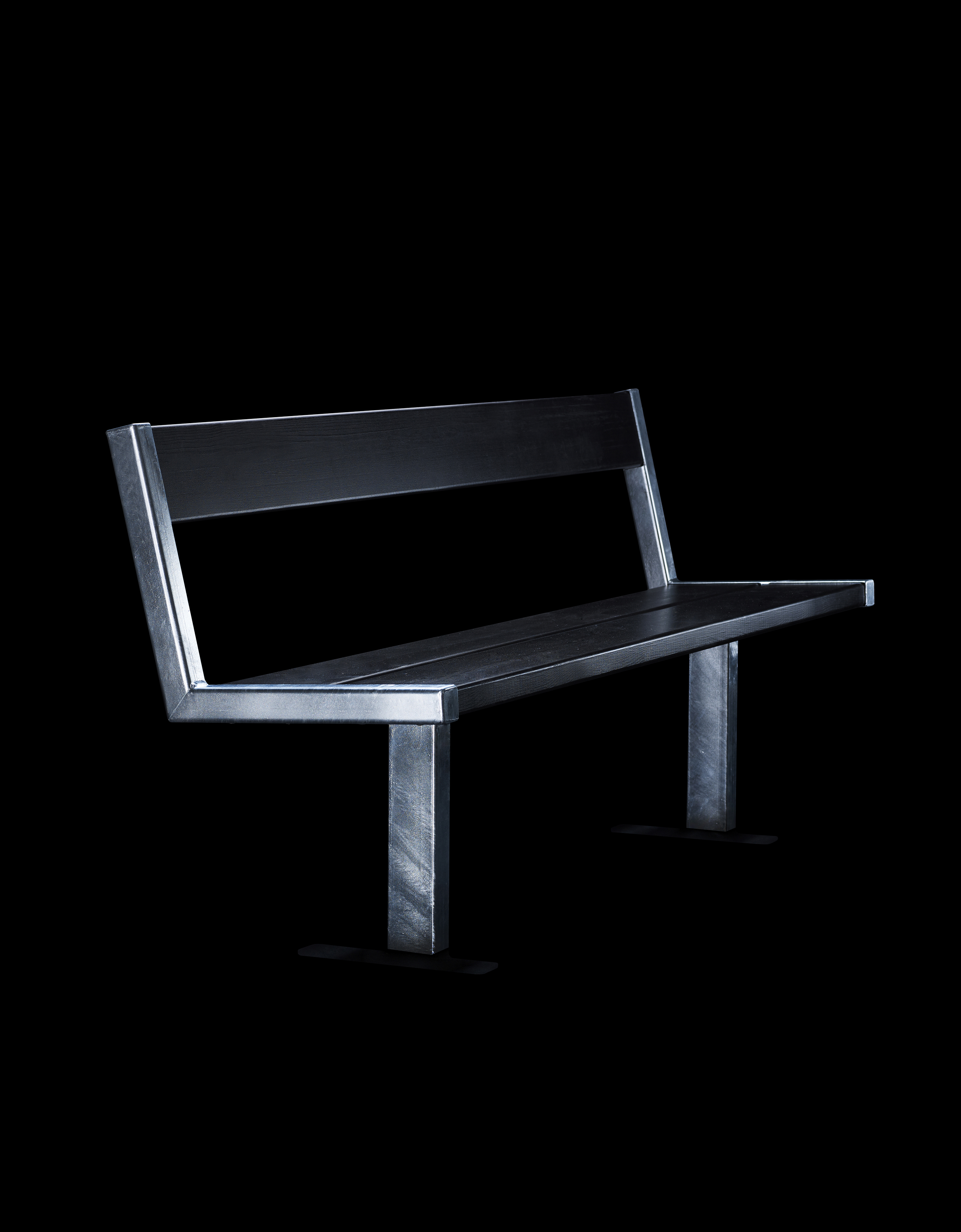 Banc public Pixbo réf 8037076 - Hags - Noir/Galvanisé - Scellement béton_2