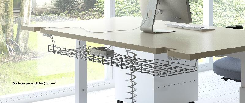 Bureau individuel réglable en hauteur Yan - MDD - Alu, Aluminium satiné, 120 x 80 cm_2