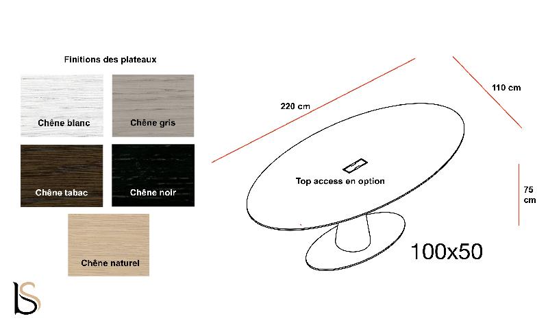 Table de réunion ovale Metar en bois- Bralco. - Oui, Chêne gris_2