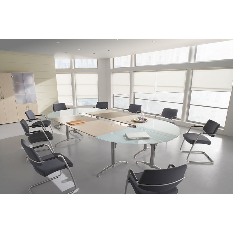 Table de réunion POLYANDRE - Plateau verre - 2 plans droits 180x80 cm - Fabricant CLEN_2
