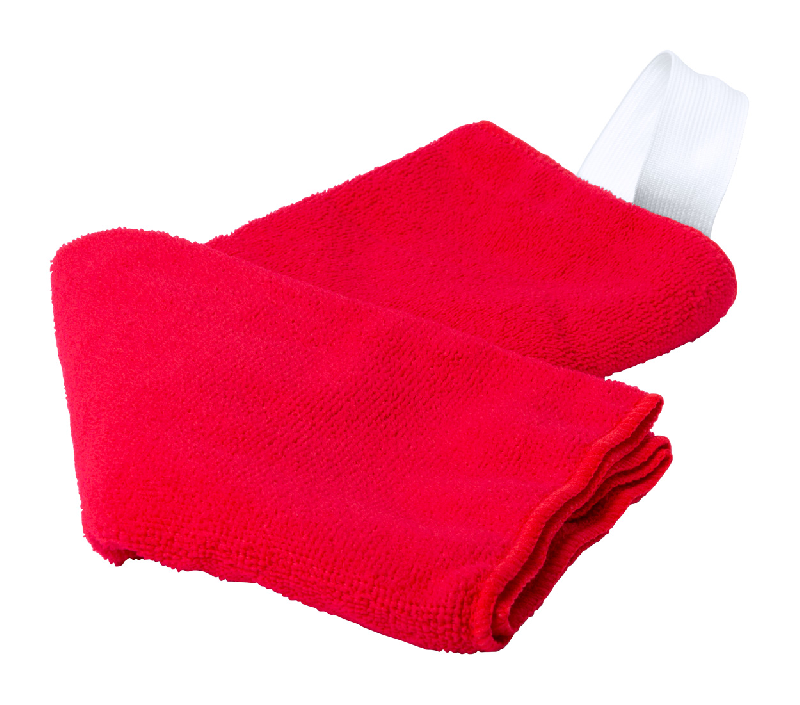 Serviette en microfibre 160 g/m² - rouge - 55 g avec passant en caoutchouc_2