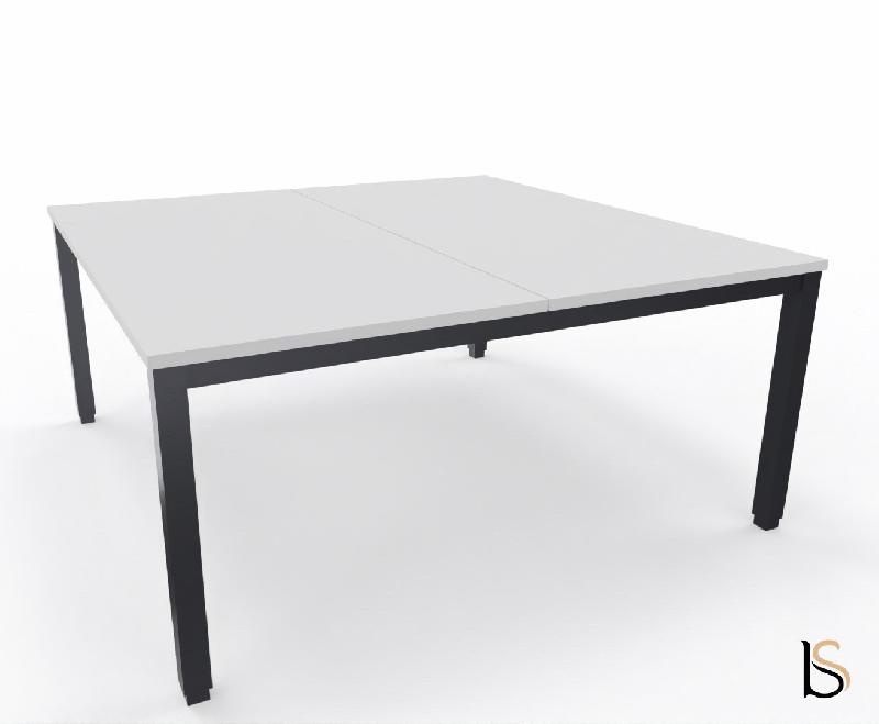 Bureau 2 personnes Tempo avec passe-câbles  - Mobel Linea - 180, Anthracite_2