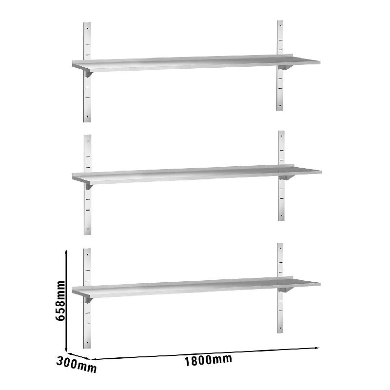 Etagères murales en inox 3 niveaux Profondeur 300 mm - 1800_2