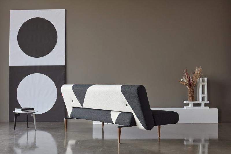Innovation Living - Canapé lit design Unfurl convertible 200x120 cm - Tissu bouclé Black Raven & Off White_2