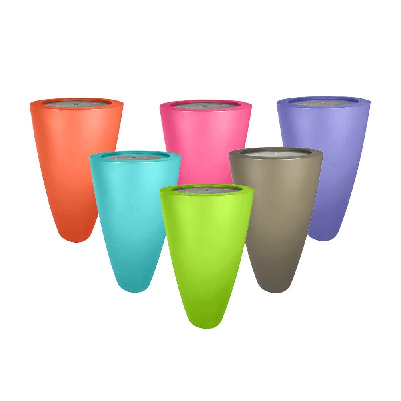 Lot de 6 pots coniques 3 en 1 - Pot de fleurs, mange debout, seau à champagne - Polyéthylène blanc - Fabrication française_2