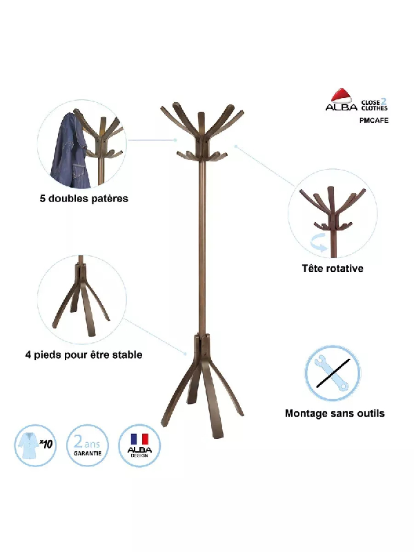 Porte manteau en bois foncé CAFÉ_2