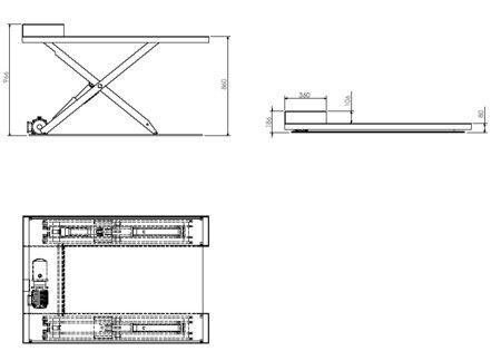 Table élévatrice extra-plate plateau U en acier - Modèle SXU-0,6-S-150X110-8/80 - Charge 600 kg - Plateau 1500x1100 mm_2