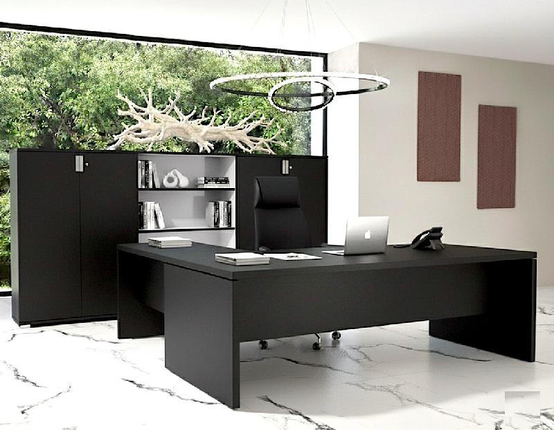 Bureau de direction avec retour TAK - Mobel Linea - 180, Noir_3