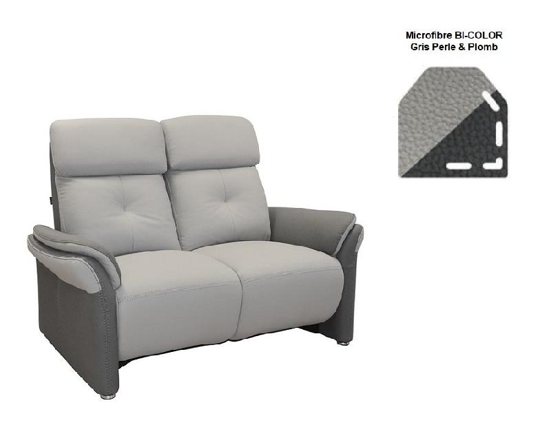 Canapé fixe 2 places GELLIN - Microfibre bi-color gris perle et plomb - Design contemporain et confort optimal_2