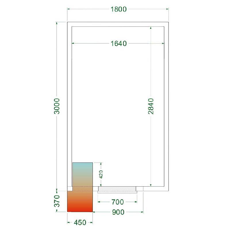 Chambre froide positive 12,34 m3 (1800 x 3000 x 2200 mm) avec monobloc de paroi_2