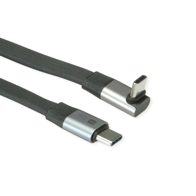 ROLINE Câble USB4 2.0 plat, C–C, M/M, un côté coudé à 270°, 8K UHD-2, 80Gbit/s, 240W, noir, 0,8 m_2