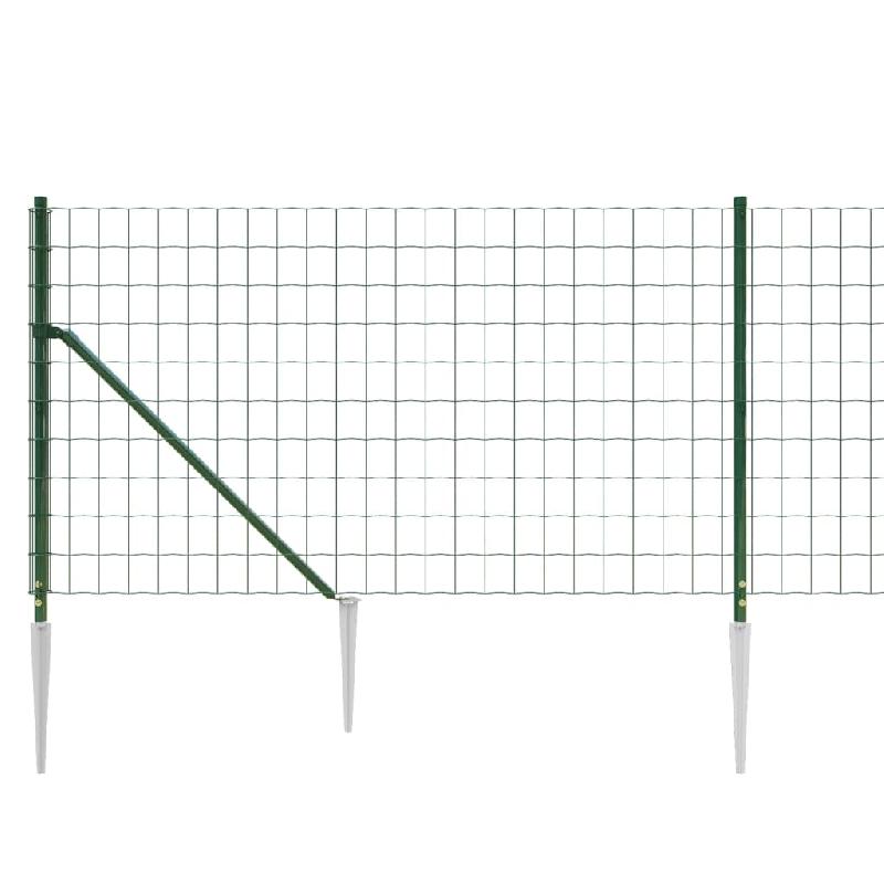 Vidaxl clôture en treillis métallique et piquet d'ancrage vert 1x10m 154113_2