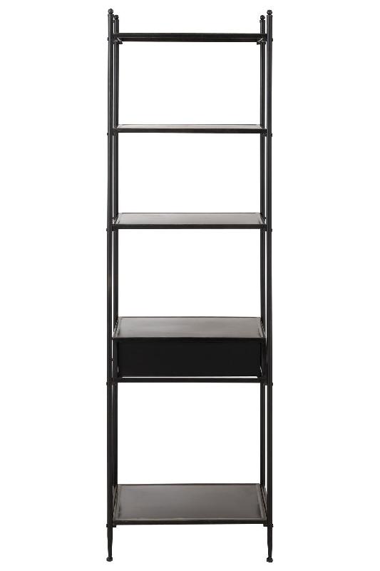 Étagère AKIBE - 1 tiroir, 4 tablettes en métal noir - Design et pratique_2