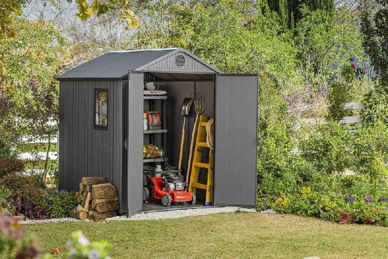 Abri jardin résine aspect bois Darwin 66 - 3 m² - gris_2