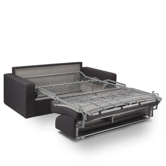 Canapé convertible express Virgolà - Matelas 16 cm - Sommier métallique 140 cm - Tissu tweed taupe - Design scandinave_2