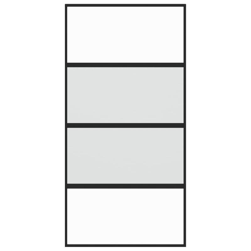 Vidaxl porte coulissante noir 102,5x205 cm verre trempé aluminium 155221_2