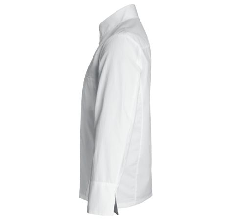 Alicante - Veste de cuisine homme - Clément Design - col bord à bord, pressions cachées, tissu armuré rayé_2