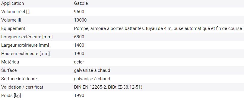 279015W - Cuve réservoir diesel stationnaire KA - 10 000 litres - double paroi et homologuée pour liquides inflammables_2