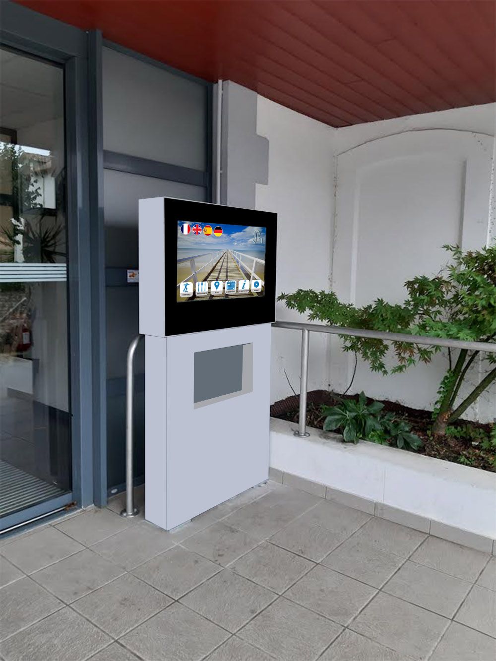 Écran tactile sur pied - Borne de 32 à 49 pouces avec accès PMR et dalle LCD haute luminosité_2