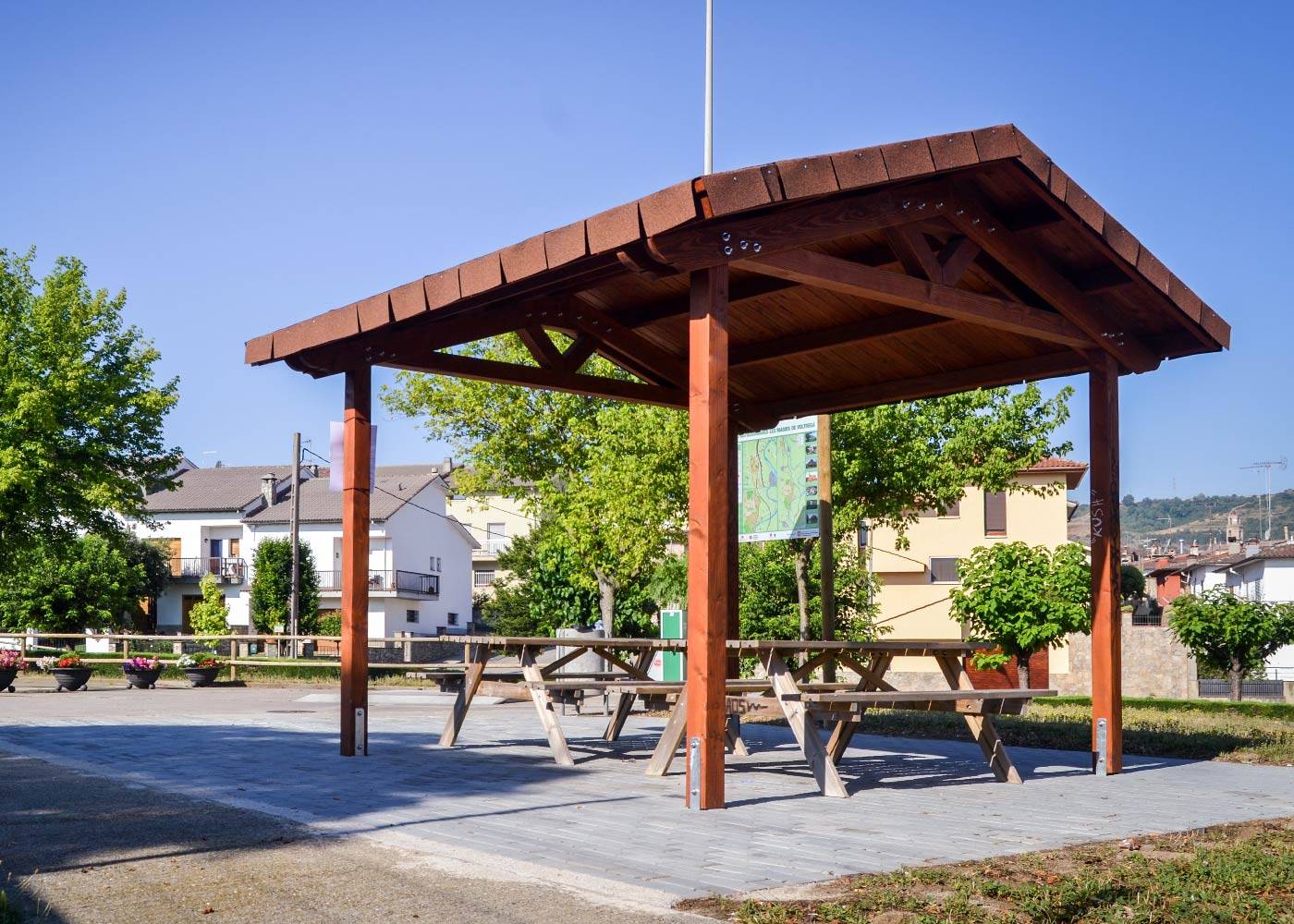 Pergola Sahara VRP2400 - autoportante en bois de pin d’Oregon avec toiture bitumineuse marron automne_2