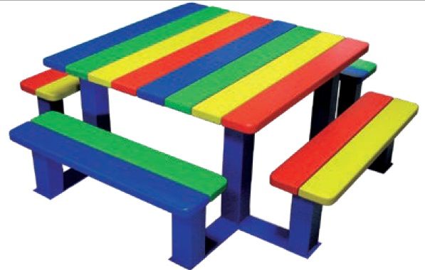 Table de pique-nique pour enfant - bois exotique FSC - écoles - structure acier - version maternelle et primaire_2