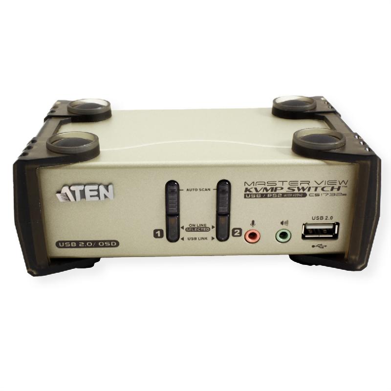 Aten cs1732b switch kvm vga, ps/2-usb, audio, hub usb, 2 ports_2