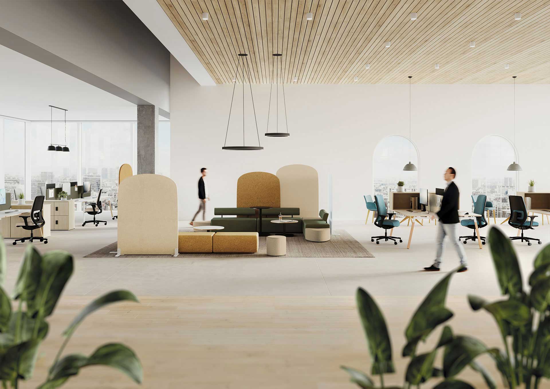 Cloison arrondie en bois - Design moderne et adaptable pour bureaux - Fabrication française et personnalisable_0
