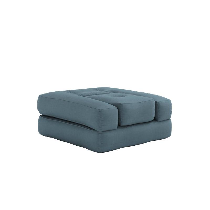 Fauteuil futon standard convertible Cube Chair - Bleu pétrole - Matelas 90x190 cm - Tissu coton et polyester_2