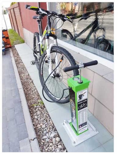 Station de gonflage vélo avec manomètre - Acier galvanisé ou inox - Options antivol et support vélo - PRS-SV1_2
