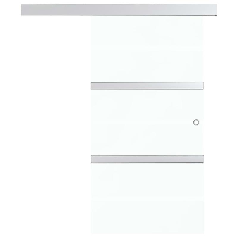 Vidaxl porte coulissante butées souples verre esg aluminium 90x205 cm 288062_2