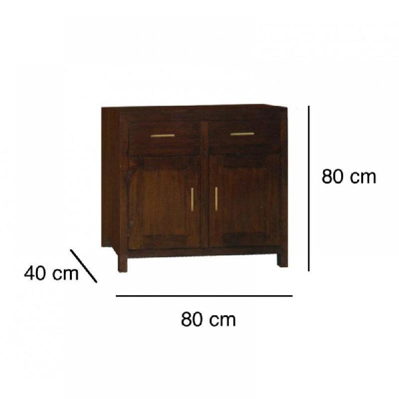 Buffet colonial Bali en acajou massif - 2 tiroirs et 2 portes - Design élégant_2