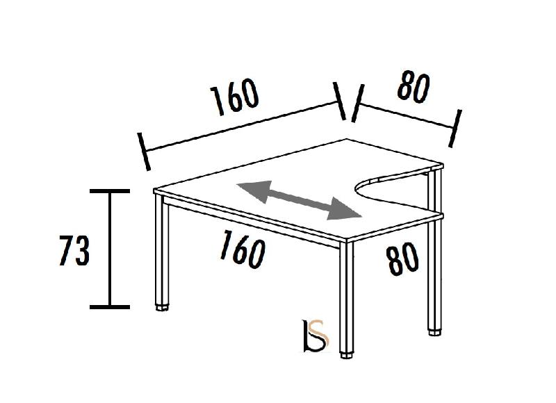 Bureau d'angle 90° Tempo- Mobel Linea. - Argent Ral 9006, Acacia clair, Oui, 160 x 160 cm_2