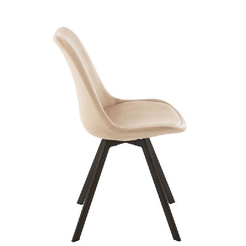 Chaise design RATRI en tissu beige - Pieds en métal noir - Confort optimal et style moderne_2