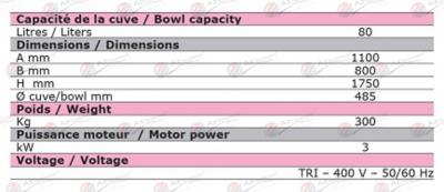Batteur mélangeur Caplain BTA80S - grande capacité 80L - levage motorisé et variateur de vitesse_2