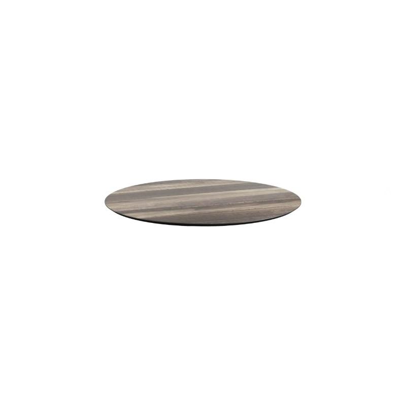Infinity table de bistrot avec piètement noir + plateau HPL Tropical Wood Ø70 cm_2