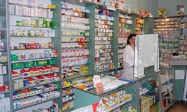 Écran de protection plexiglass transparent - H 95 x L 76 x P 16 cm - Réf : 490790 - Passe-documents et pieds plats_2