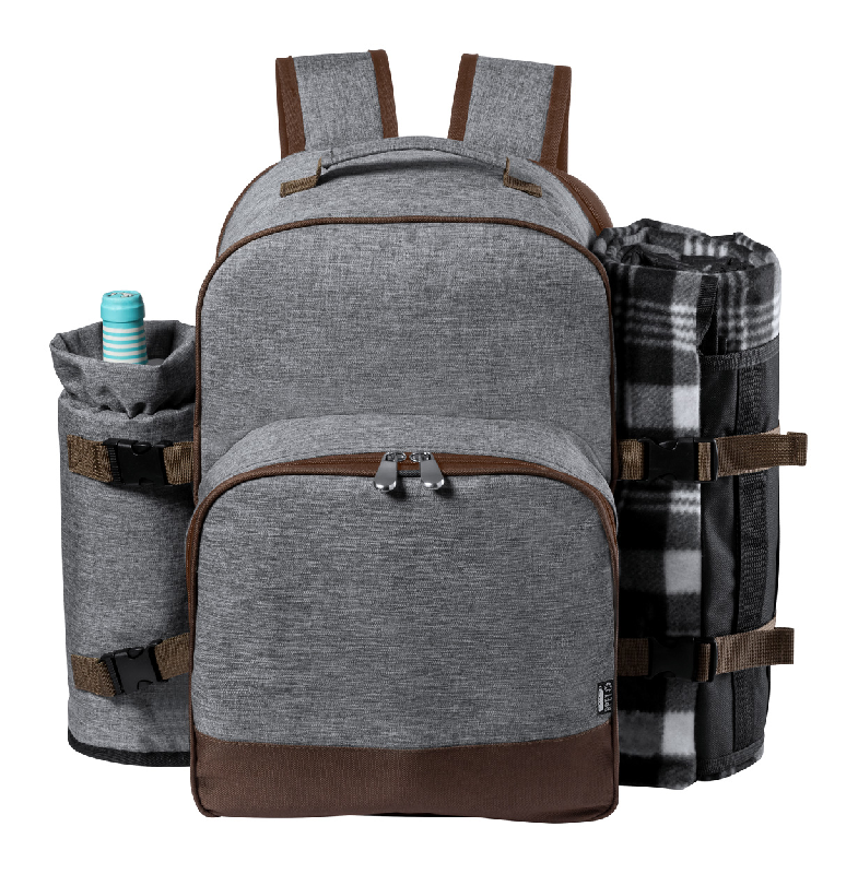 Sac à dos pique-nique isotherme en polyester 600D RPET - Set vaisselle 4 personnes et couverture incluse_2