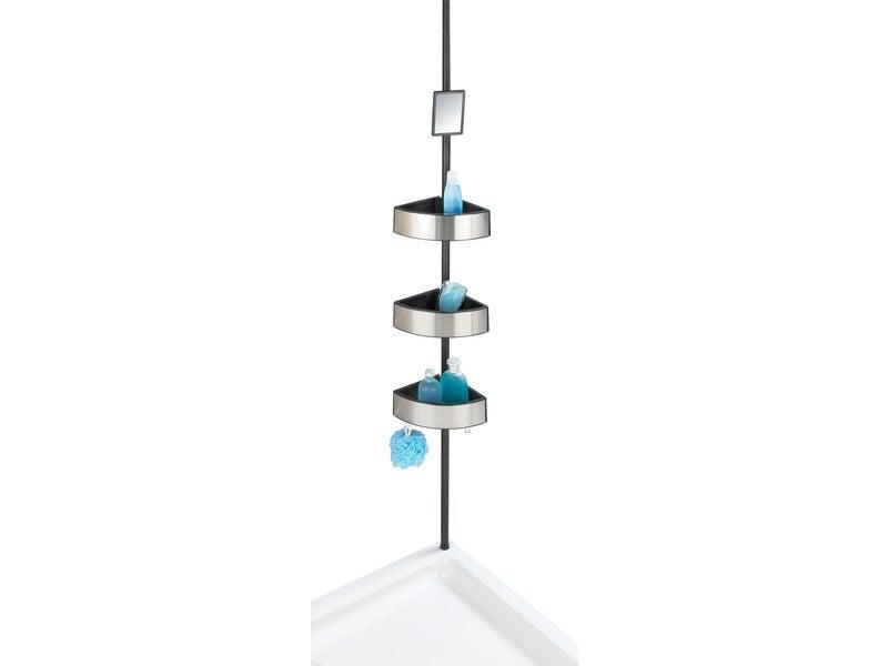 Étagère de bain/douche à ventouse - argent et noir - premium_2