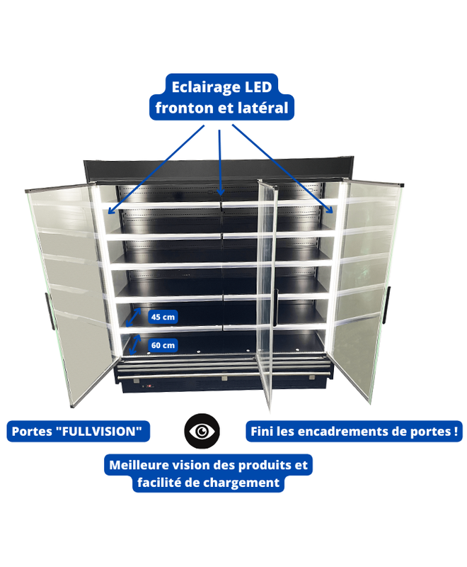 Vitrine réfrigérée verticale SLIM portes battantes en verre - économie d'énergie, dimensions 1m à 2m50_2